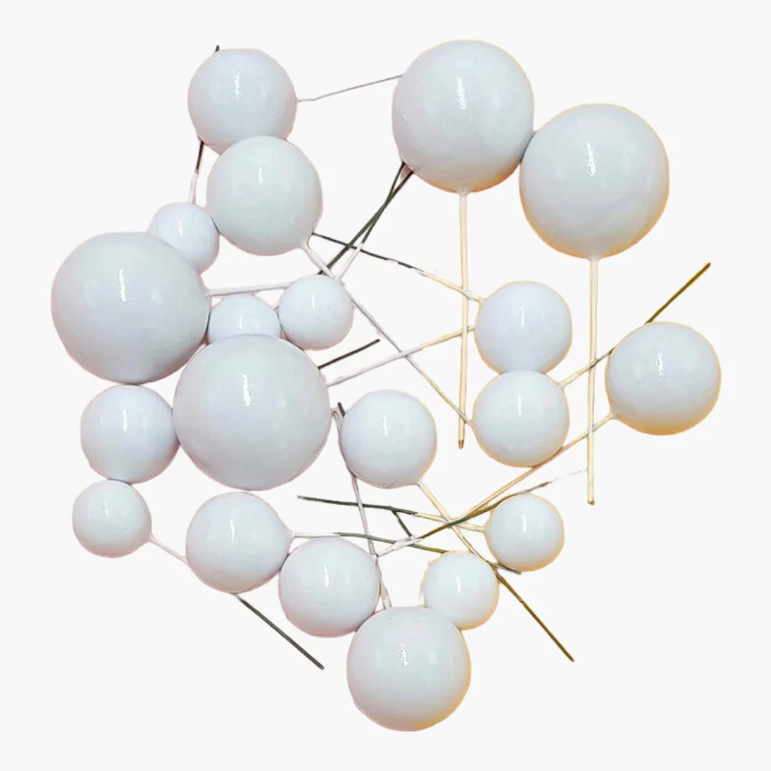 20Pcs White Faux Ball Cake Decoration