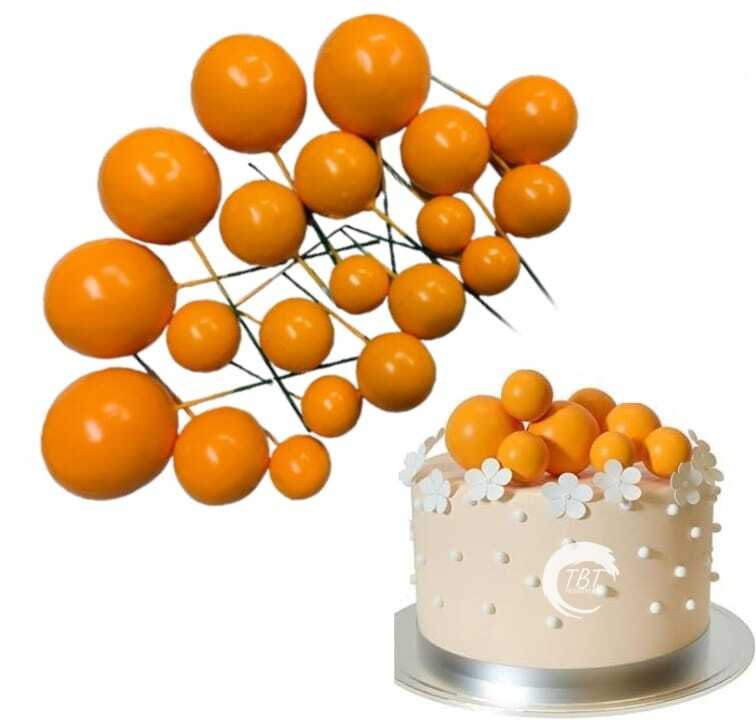 20Pcs Orange Faux Ball Cake Decoration