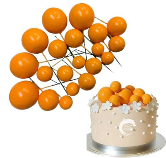 20Pcs Orange Faux Ball Cake Decoration