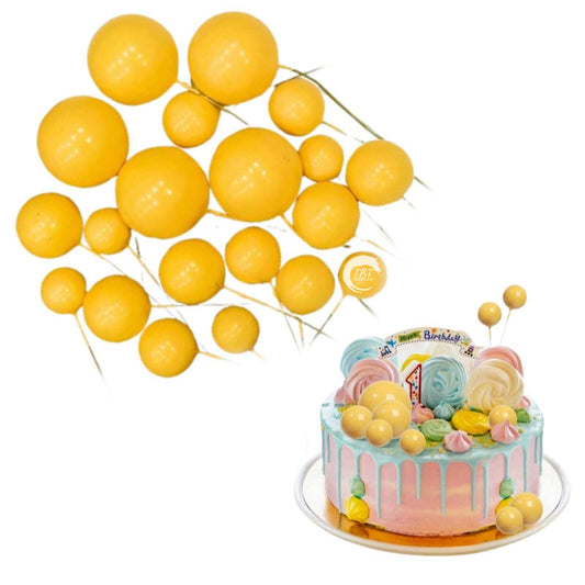20Pcs Yellow Faux Ball Cake Decoration