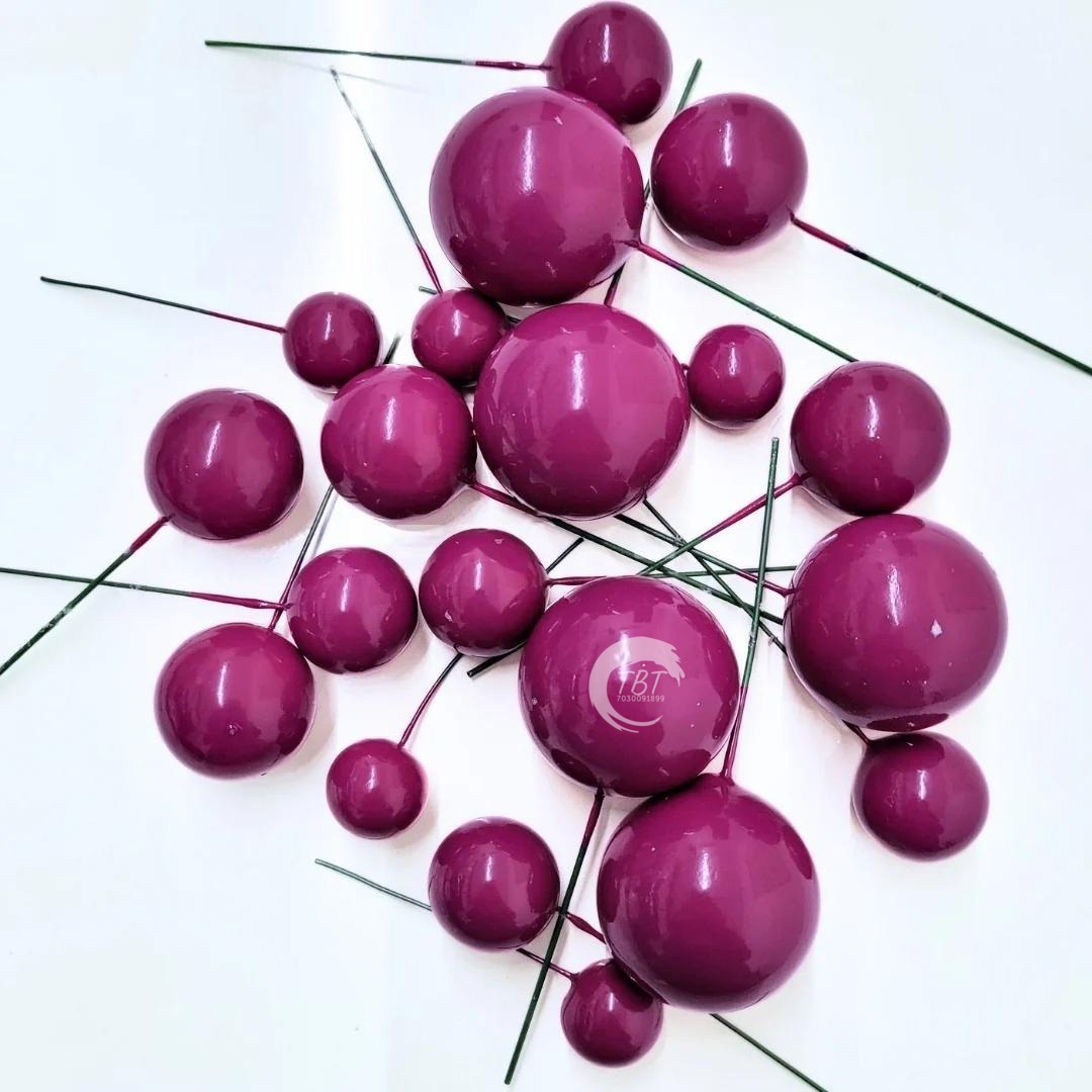 20Pcs Magenta Faux Ball Cake Decoration