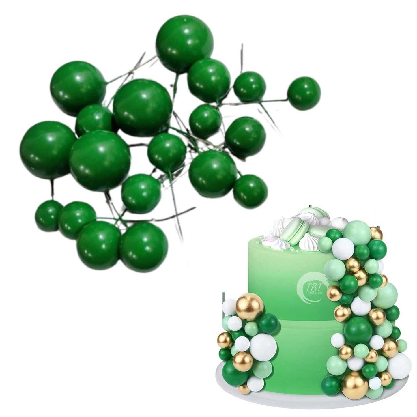 20Pcs Green Faux Ball Cake Decoration