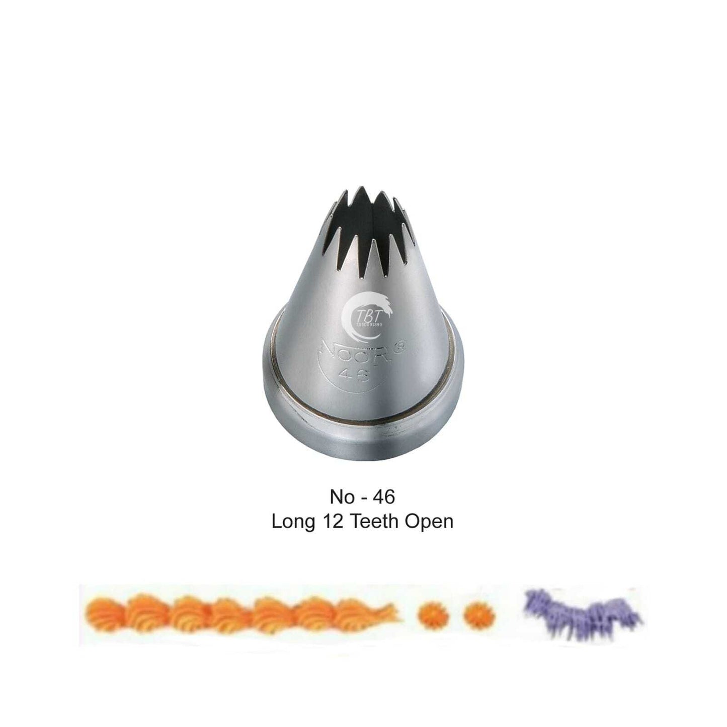 Noor Icing Piping Long 12 Teeth Open Nozzle  - No46