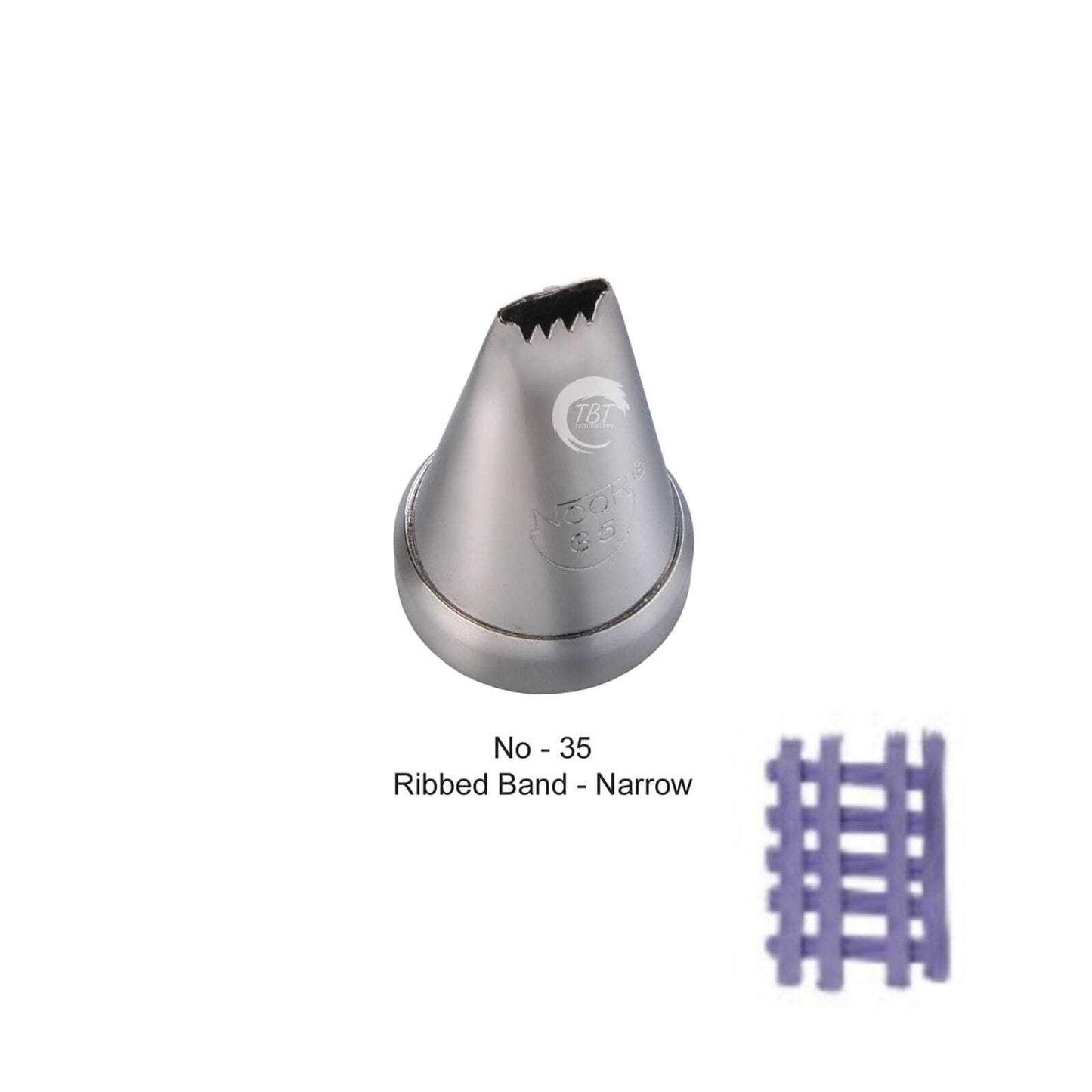 Noor Icing Piping Ribbed Band Narrow Nozzle - No35