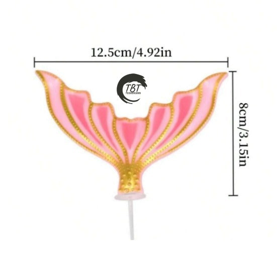Mermaid Tail with Sparkle Border Paper Cake Topper - Purple