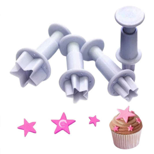 Star Shape Fondant Plunger Cutter { Pack of 4 Piece }
