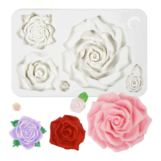 Rose 5 Cavity Large Fondant Mold