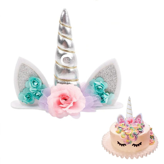 Silver Reusable Unicorn Horn Cake Topper