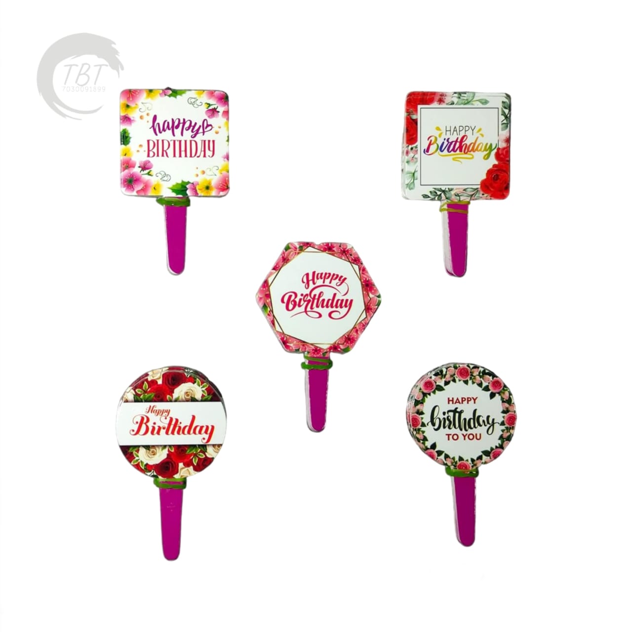Happy Birthday ITC Paper Tag Cake Topper 100Pcs