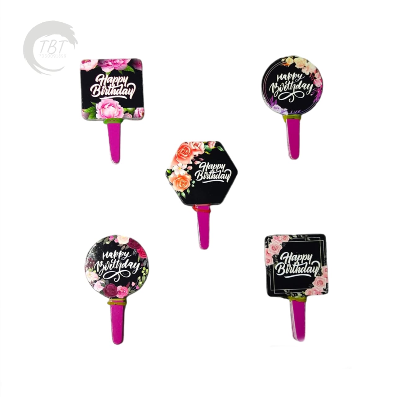 Happy Birthday ITC Paper Tag Cake Topper 100Pcs