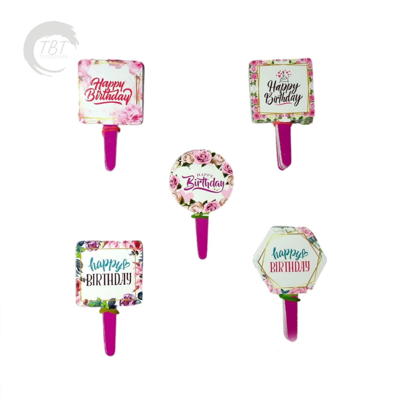 Happy Birthday ITC Paper Tag Cake Topper 100Pcs