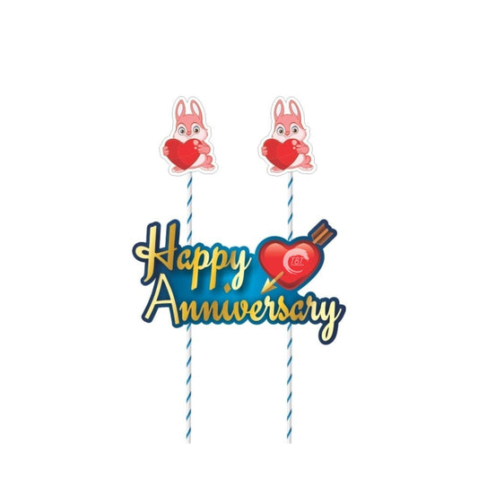 Love Theme Happy Anniversary Paper Cake Topper