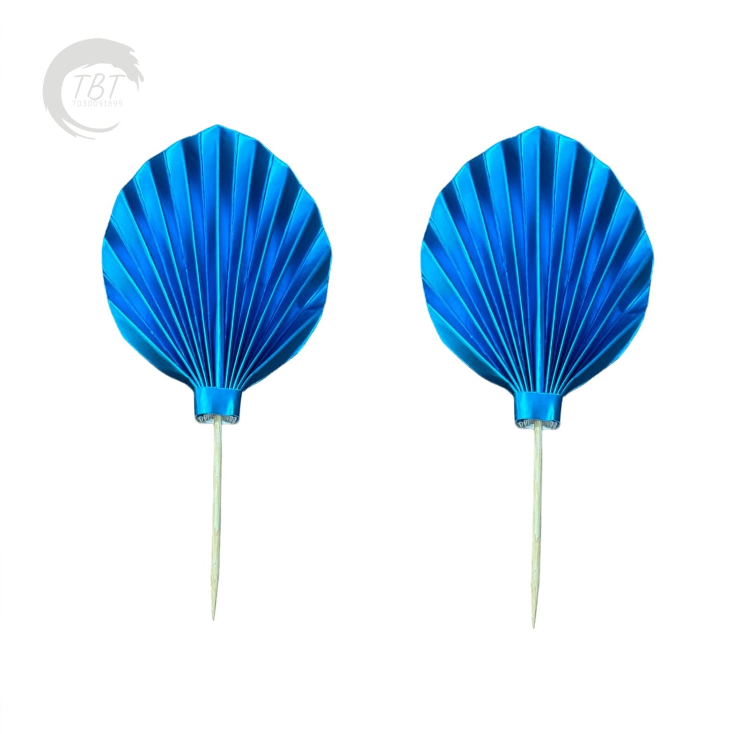 Sky Blue Paper Palm Leaf Cake Topper (Set of 2)