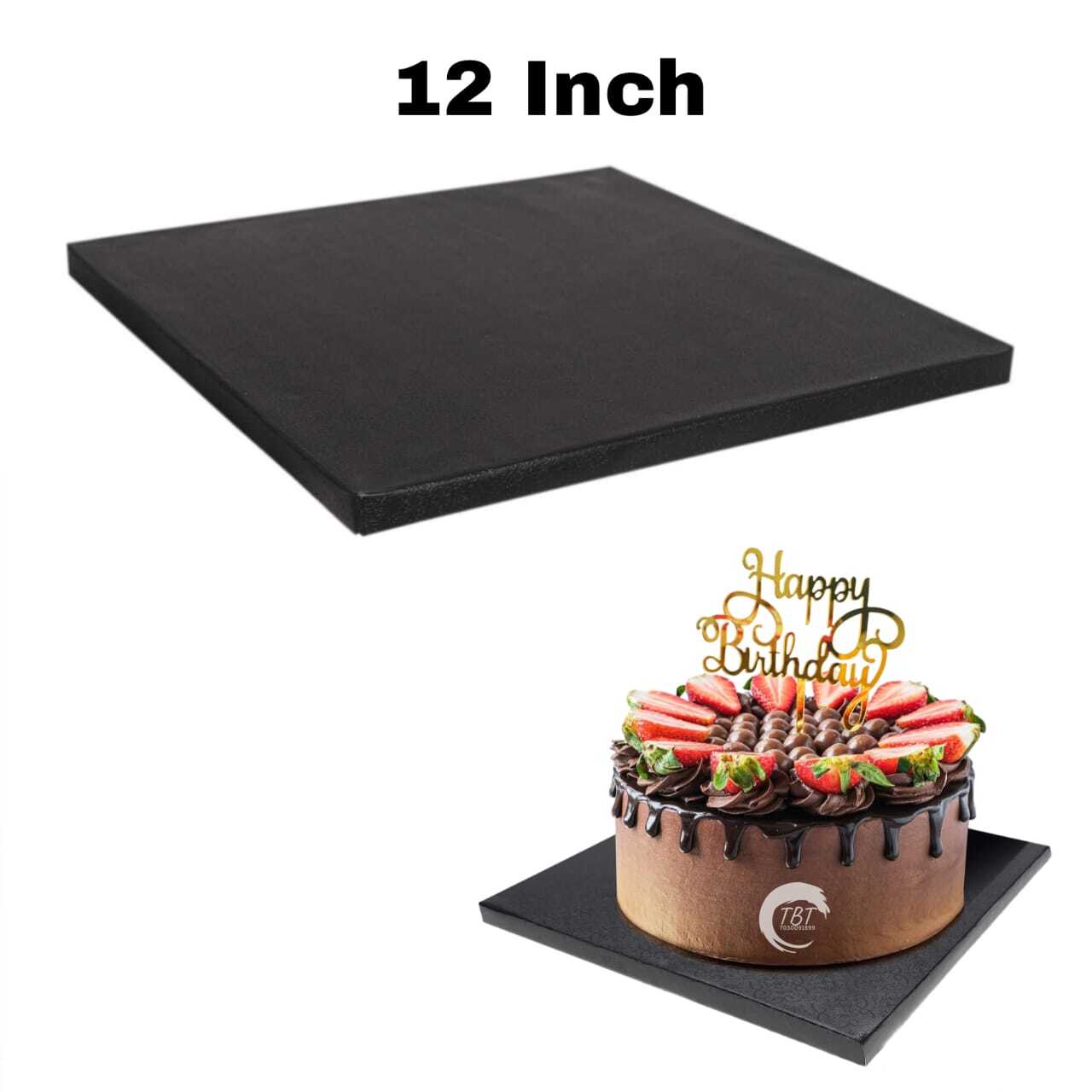 Square Black Drum Board/Cake Drum Base 12 Inch