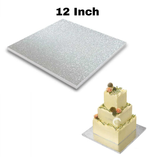 Square Silver Drum Board/Cake Drum Base 12 Inch