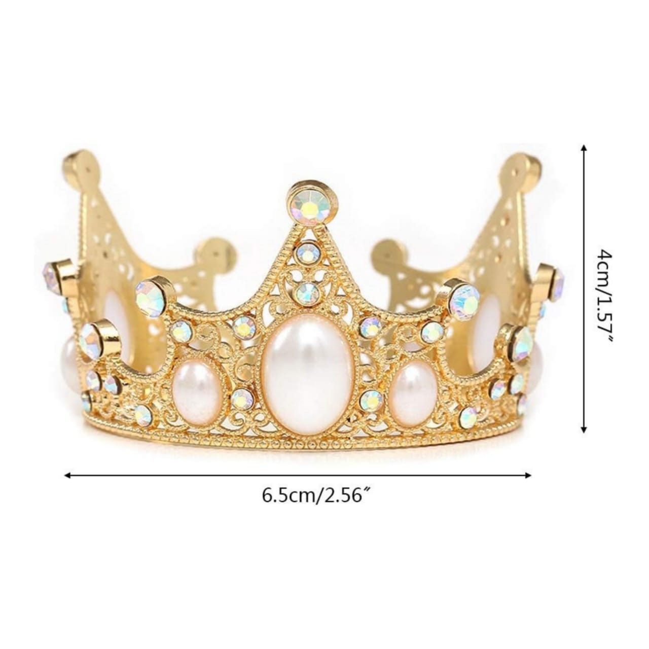 Gold Pearl Gemstone Crown Cake Decoration