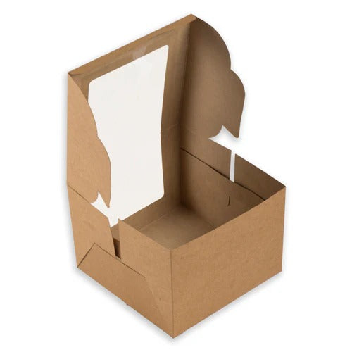 Brown Kraft Bento Cake Box With Full L Shape Window ( Pack Of 10 Pcs )