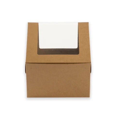 Brown Kraft Bento Cake Box With Full L Shape Window ( Pack Of 10 Pcs )