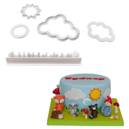 Nature Grass Sun Cloud Cookie And Fondant Cutter Set