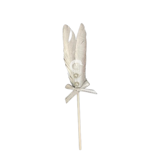Silver Feather With Pearl