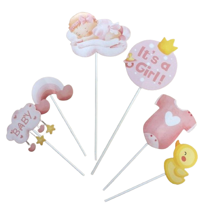 Premium It’s a Girl Paper Topper Set of 6 Piece