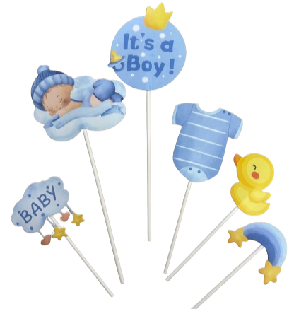 Premium It’s a Boy Paper Topper Set of 6 Piece