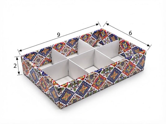 Festive Print 6 Cavity Partition Box – 9 × 6 × 2 Inches