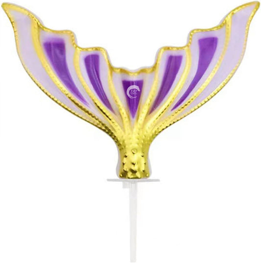 Mermaid Tail with Sparkle Border Paper Cake Topper - Purple