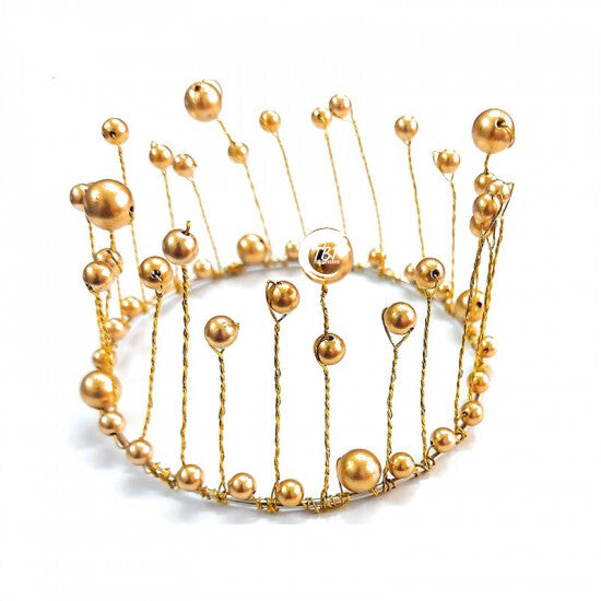 Golden Pearl Crown Cake Topper