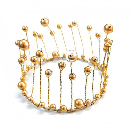Golden Pearl Crown Cake Topper