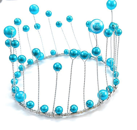 Blue Pearl Crown Cake Topper