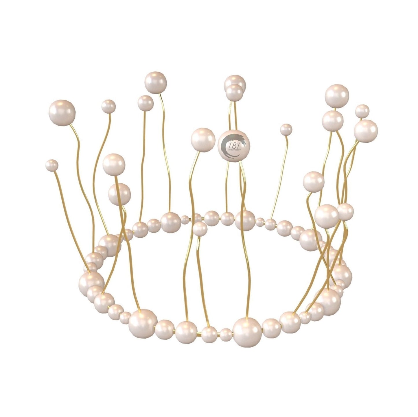 White Pearl Crown Cake Topper