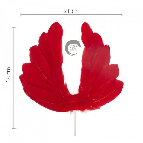 Red Angel Wing Feather Cake Topper