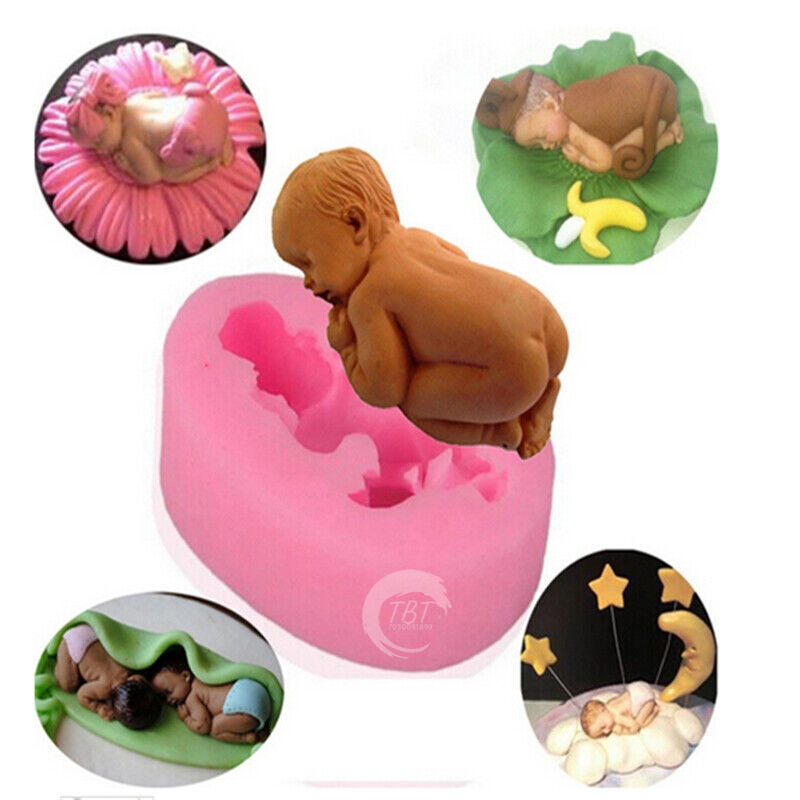 Small 3D Sleeping Baby Silicone Fondant Mold