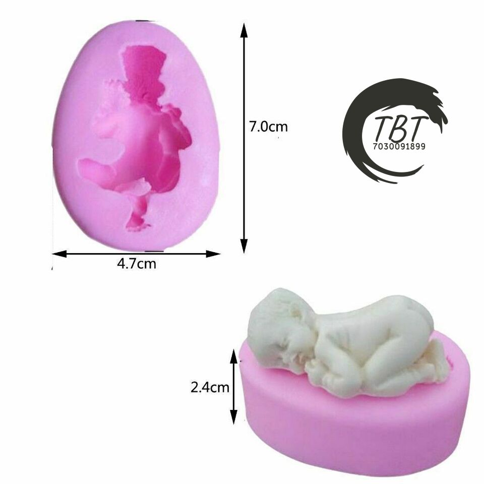 Small 3D Sleeping Baby Silicone Fondant Mold