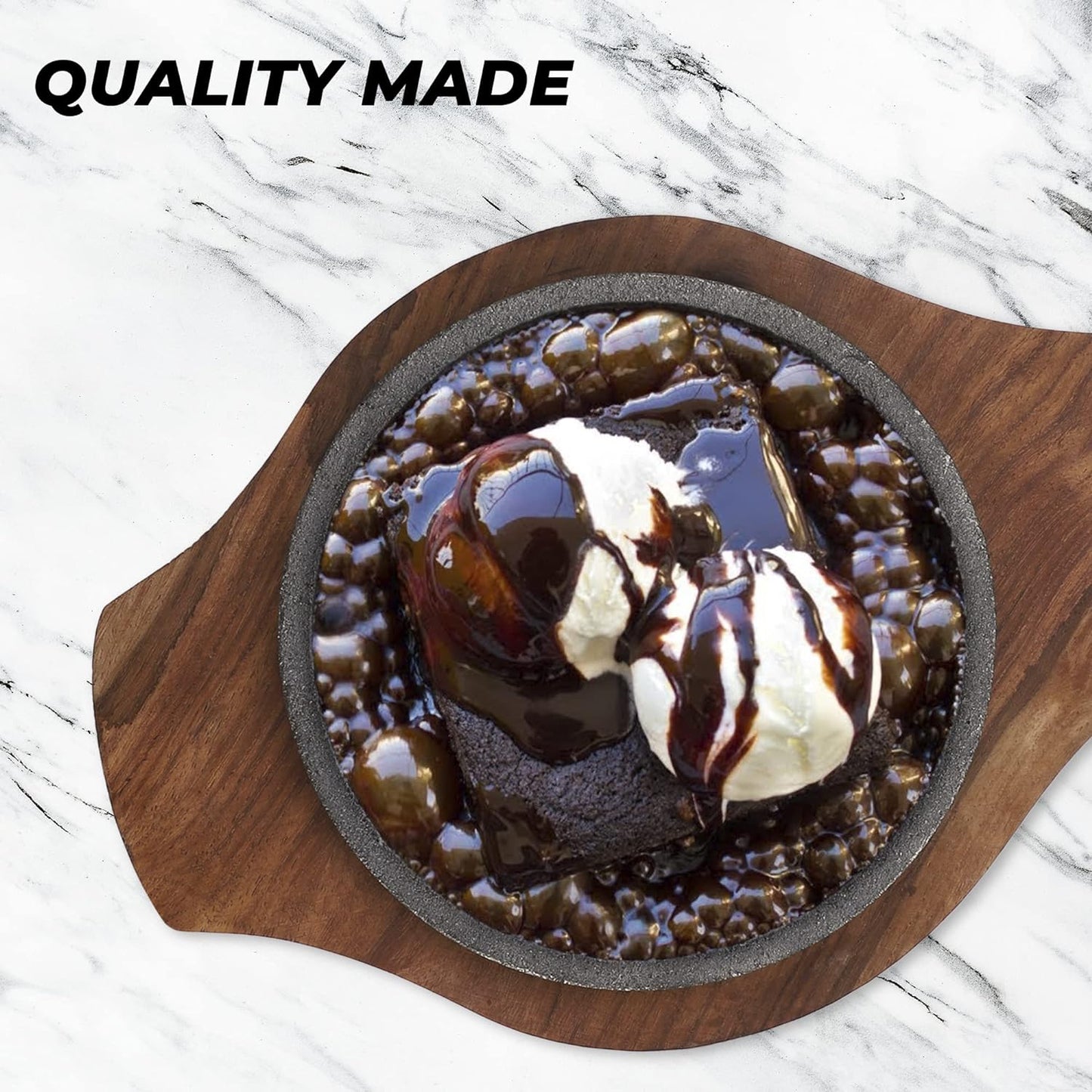 Cast Iron Sizzler With Wooden Base Sizzler Brownie Tray [ 8 Inch ]